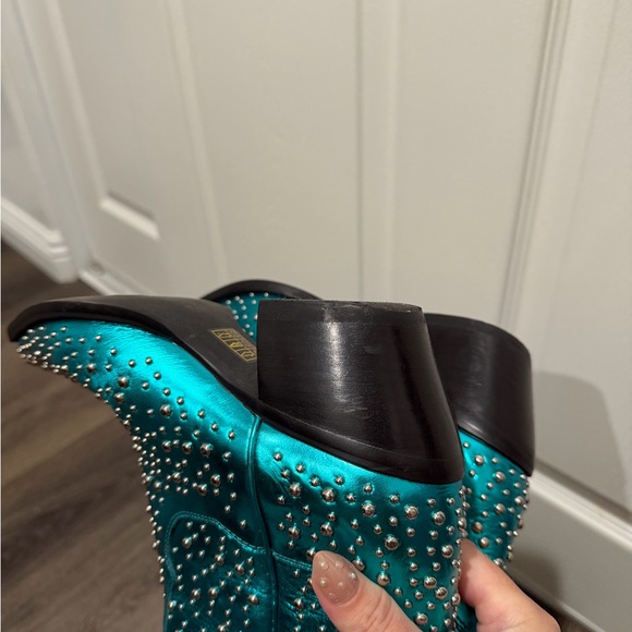 Jeffrey Campbell Teal Studded Ankle Boots - Picture 4 of 7